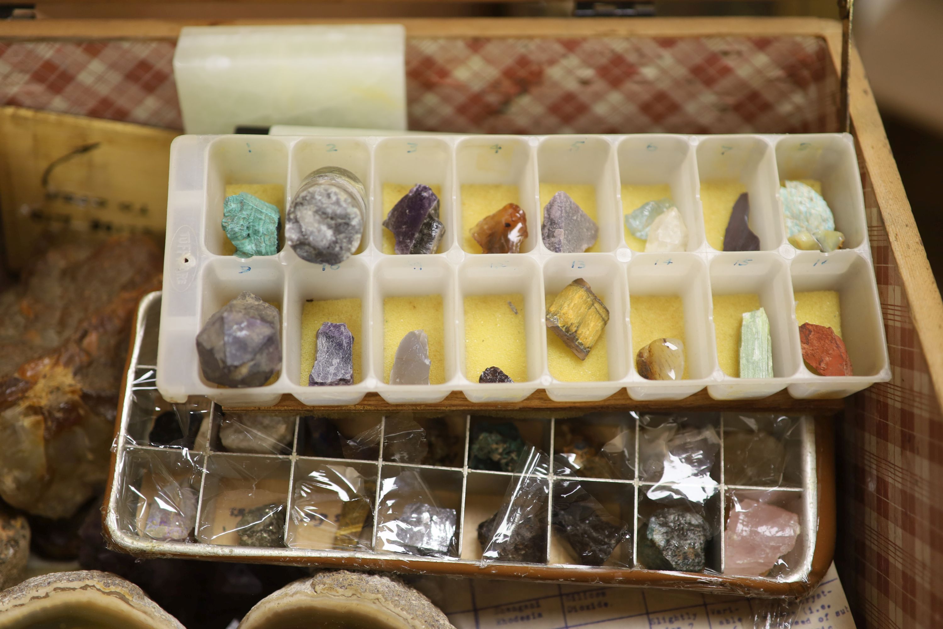 A collection of assorted minerals, geodes etc